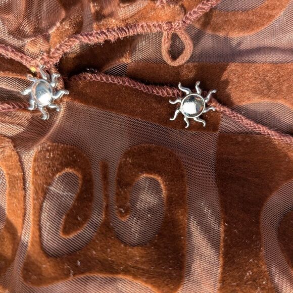 NWT House of Sunny CASA AMOR mocha brown velvet sheer TOP - Picture 9 of 10